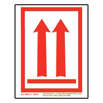 This End Up - Orientation Arrows Package Marking - Poly, Red Ink, Roll of 500