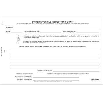 Simplified Driver's Vehicle Inspection Report, 2-Ply, Carbonless - Stock