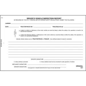 Simplified Driver's Vehicle Inspection Report, 2-Ply, Carbonless - Stock