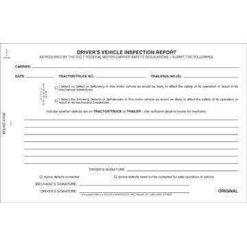 Simplified Driver's Vehicle Inspection Report, 3-Ply, Carbonless, Book Format - Stock