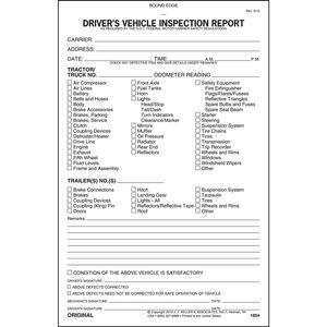 Detailed Driver Vehicle Inspection Report (DVIR), 2-Ply, Carbonless - Stock