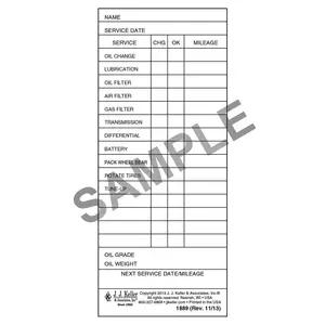 Vehicle Service Label