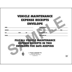 Vehicle Maintenance Receipt Envelope