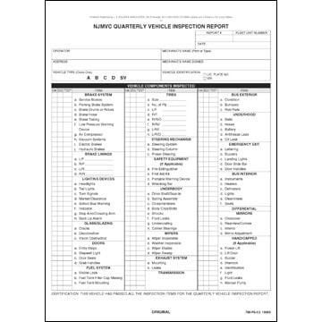 NJMVC Quarterly Vehicle Inspection Report - School Bus - Stock