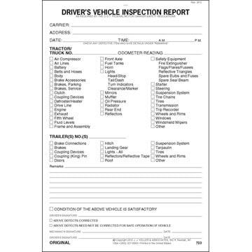 Detailed Driver's Vehicle Inspection Report, 3-Ply, w/Carbon, Black - Personalized