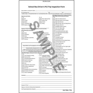 School Bus Driver's Pre-Trip Inspection Form, w/Carbon - Personalized