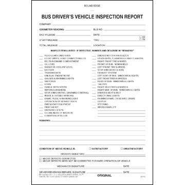 Bus Driver's Vehicle Inspection Report, 2-Ply, Carbonless - Personalized