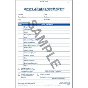 Simplified Driver's Vehicle Inspection Report - Vertical Format, 3-Ply, Carbonless, Book Format - Personalized