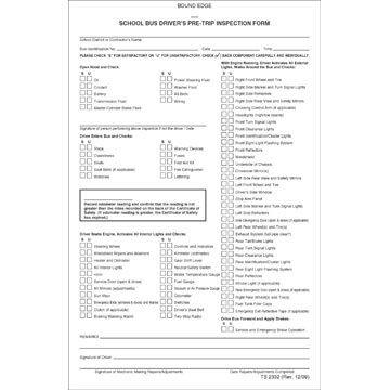 School Bus Driver's Pre-Trip Inspection Form, Carbonless - Personalized