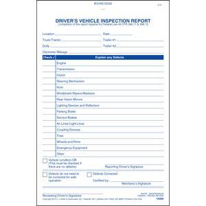 Simplified Driver's Vehicle Inspection Report - Vertical Format, 2-Ply, Carbonless, Book Format - Personalized
