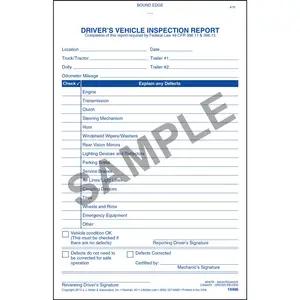Simplified Driver's Vehicle Inspection Report - Vertical Format, 2-Ply, Carbonless, Book Format - Personalized