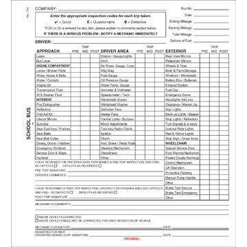 New York School Bus Driver’s Vehicle Inspection Report - Personalized