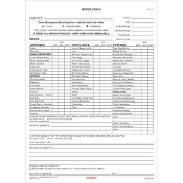 New York Motor Coach Driver's Vehicle Inspection Report, Large Book Format - Personalized