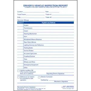 Simplified Driver's Vehicle Inspection Report - Vertical Format, 3-Ply, w/Carbon, Snap-Out Format - Personalized