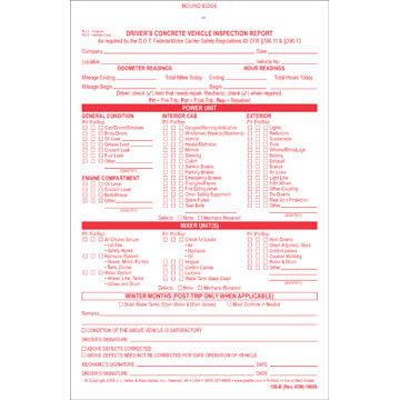 Driver's Concrete Vehicle Inspection Report, Book Format - Personalized