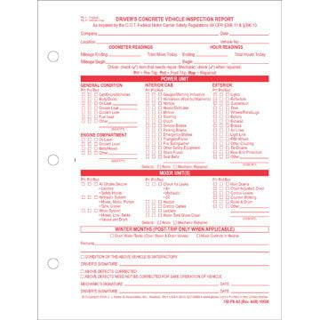 Driver's Concrete Vehicle Inspection Report, Snap-Out Format - Personalized