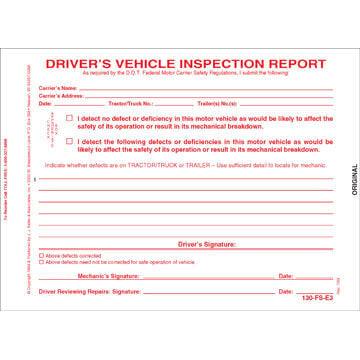 Simplified Driver's Vehicle Inspection Report, 3-Ply, w/Carbon, Snap-Out Format - Stock