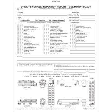 Detailed Driver's Vehicle Inspection Reports w/Illustrations (Bus & Motor Coach), Book Format - Personalized