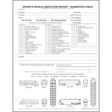 Detailed Driver's Vehicle Inspection Reports w/Illustrations (Bus & Motor Coach), Snap-Out Format - Personalized