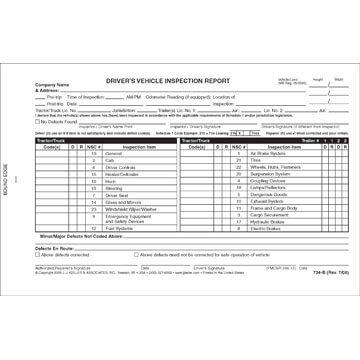 Canadian Driver's Vehicle Inspection Report, 2-Ply, Carbonless - Personalized