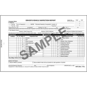 Canadian Driver's Vehicle Inspection Report, 2-Ply, Carbonless - Personalized