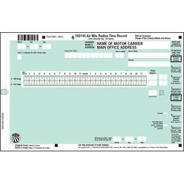 J. J. Keller's Log Auditing Service - Scannable 100/150 Air Mile Radius Time Record - Book Format, Personalized