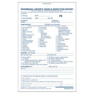 Intermodal Driver's Vehicle Inspection Report - Pre-Trip, Book Format - Personalized