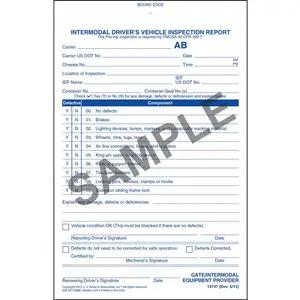 Intermodal Driver's Chassis Inspection Report - Pre-Trip, Book Format - Personalized