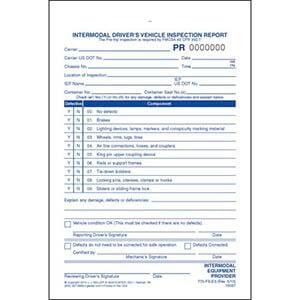 Intermodal Driver's Chassis Inspection Report - Pre-Trip, Snap-Out Format - Personalized