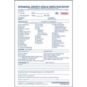 Intermodal Driver's Vehicle Inspection Report - Pre-Trip, Snap-Out Format - Personalized