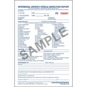 Intermodal Driver's Vehicle Inspection Report - Pre-Trip, Snap-Out Format - Personalized