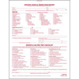 Detailed Driver's Vehicle Inspection Report w/CSA Checklist, Book Format - Personalized