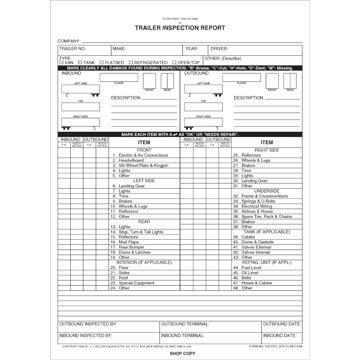 Trailer Inspection Report, 3-Ply, Snap-Out Format - Stock
