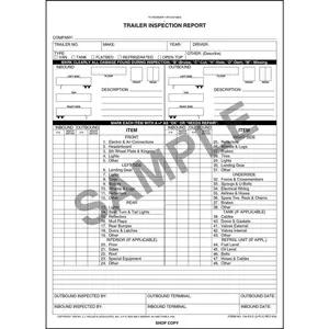 Trailer Inspection Report, 3-Ply, Snap-Out Format - Stock