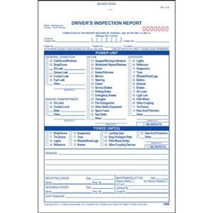 Detailed Driver's Vehicle Inspection Report, 3-Ply, Carbonless, w/Blue Ink - Stock