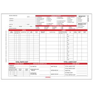 Garage Repair Order with Work and Assembly Codes - Carbon