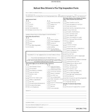 Illinois School Bus Driver's Pre-Trip Inspection Form, Carbonless - Stock