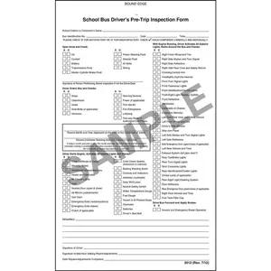 Illinois School Bus Driver's Pre-Trip Inspection Form, Carbonless - Stock