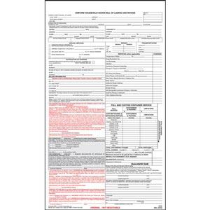 Uniform Household Goods Bill Of Lading and Invoice
