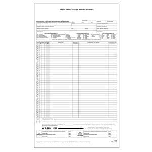 Household Goods Descriptive Inventory Form - Long Form