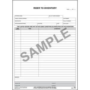 Household Goods Form - Rider to Inventory