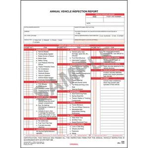 Annual Vehicle Inspection Report, 2-Ply w/ Carbon - Stock