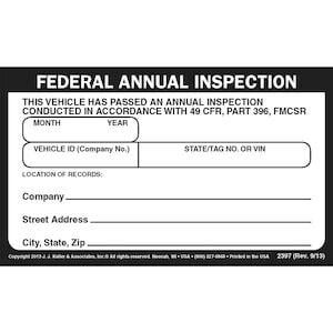 Record of Annual Inspection - Decal