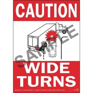 Caution Wide Turns Sign with Icon - Reflective