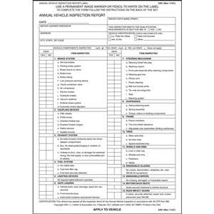Annual Vehicle Inspection Report Label
