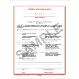 Powered Industrial Lift Truck Training Certificate - Classroom
