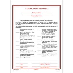Powered Industrial Lift Truck Training Certificate - Operational