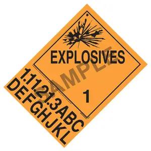 Division 1.1A-1.3L Explosives Placard - Worded