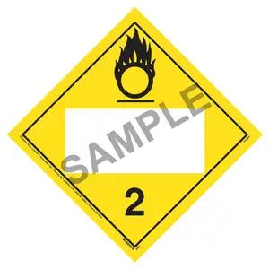 Division 2.2 Oxygen Placard - Blank