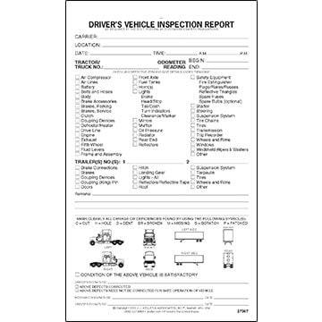 Detailed Driver's Vehicle Inspection Report - Tractor-Trailer, Snap-Out Format - Stock